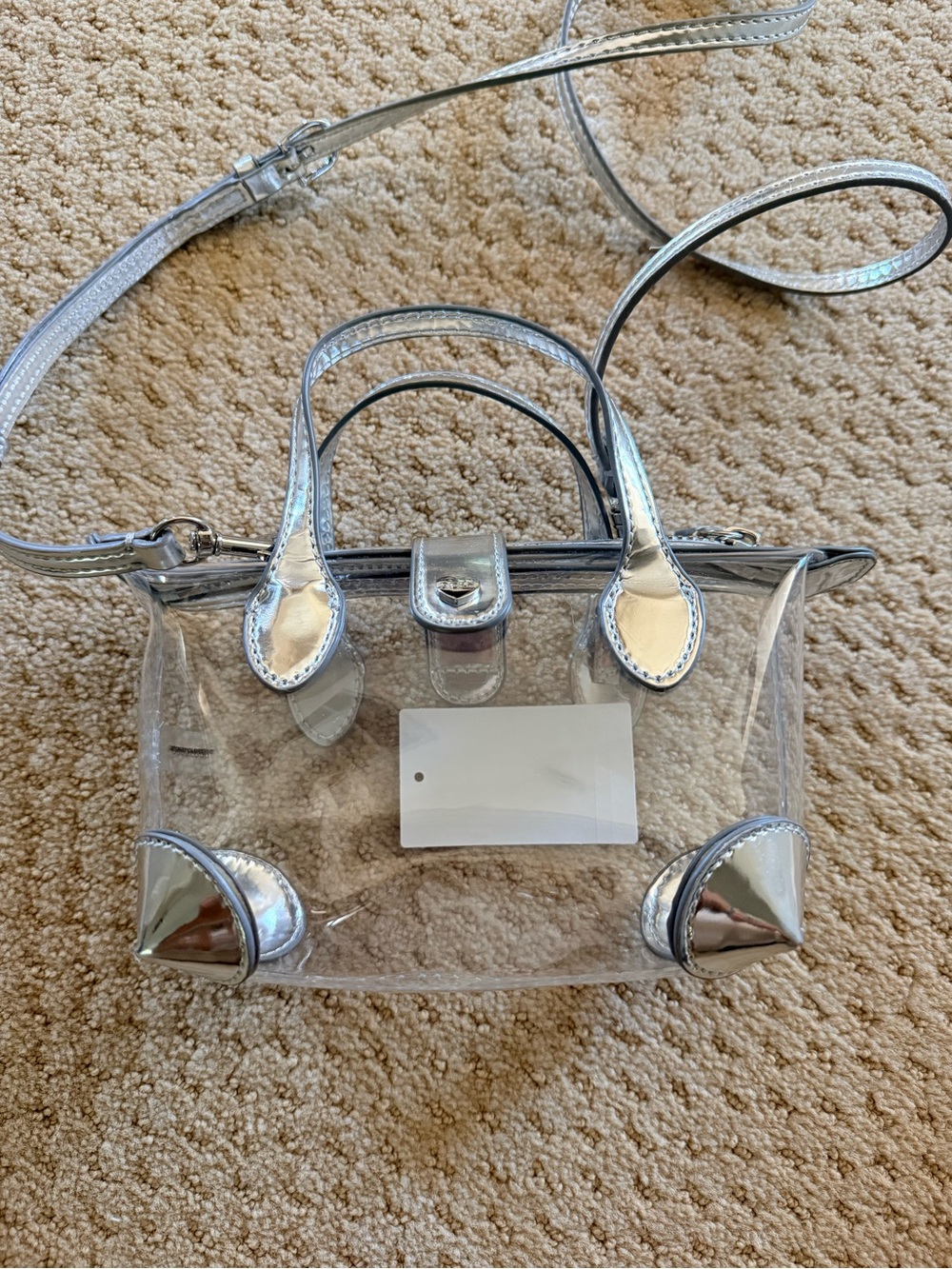 Stoney Clover Lane Clear Crossbody Pouchette with Silver Trim